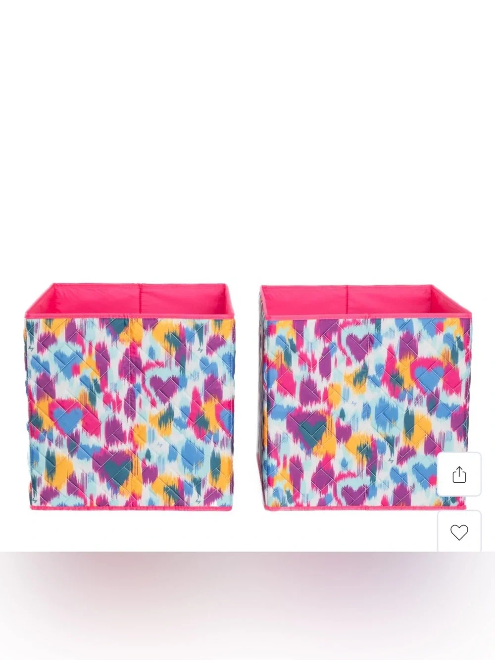 Lug Cargo 2pc Collapsible Bins NWT Heart Ikat Multi